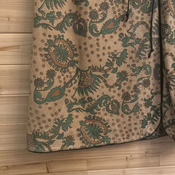 Vintage Beene Bazaar Size Medium/8 Suede Leather Paisley Lined Knee Length Skirt - Picture 3 of 14